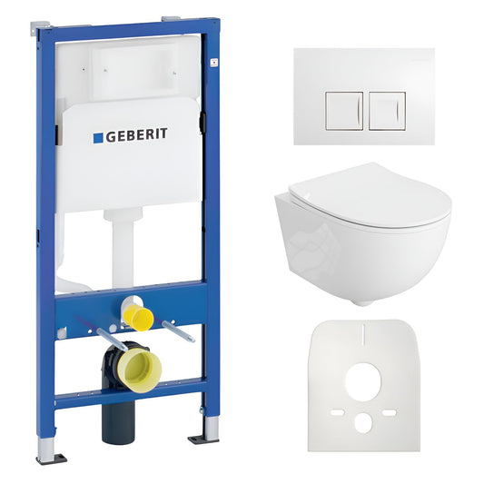 Duofix Basic Vorwand WC Dalia Weiß Spülrandlos Tornado Spülsystem Sitz Absenkautomatik Bedienplatte Delta 25