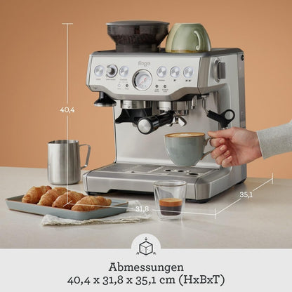 Barista Express Kaffeemaschine mit Mahlwerk und Milchaufschäumer, automatisches Mahlen, Milchschaum, schwarz