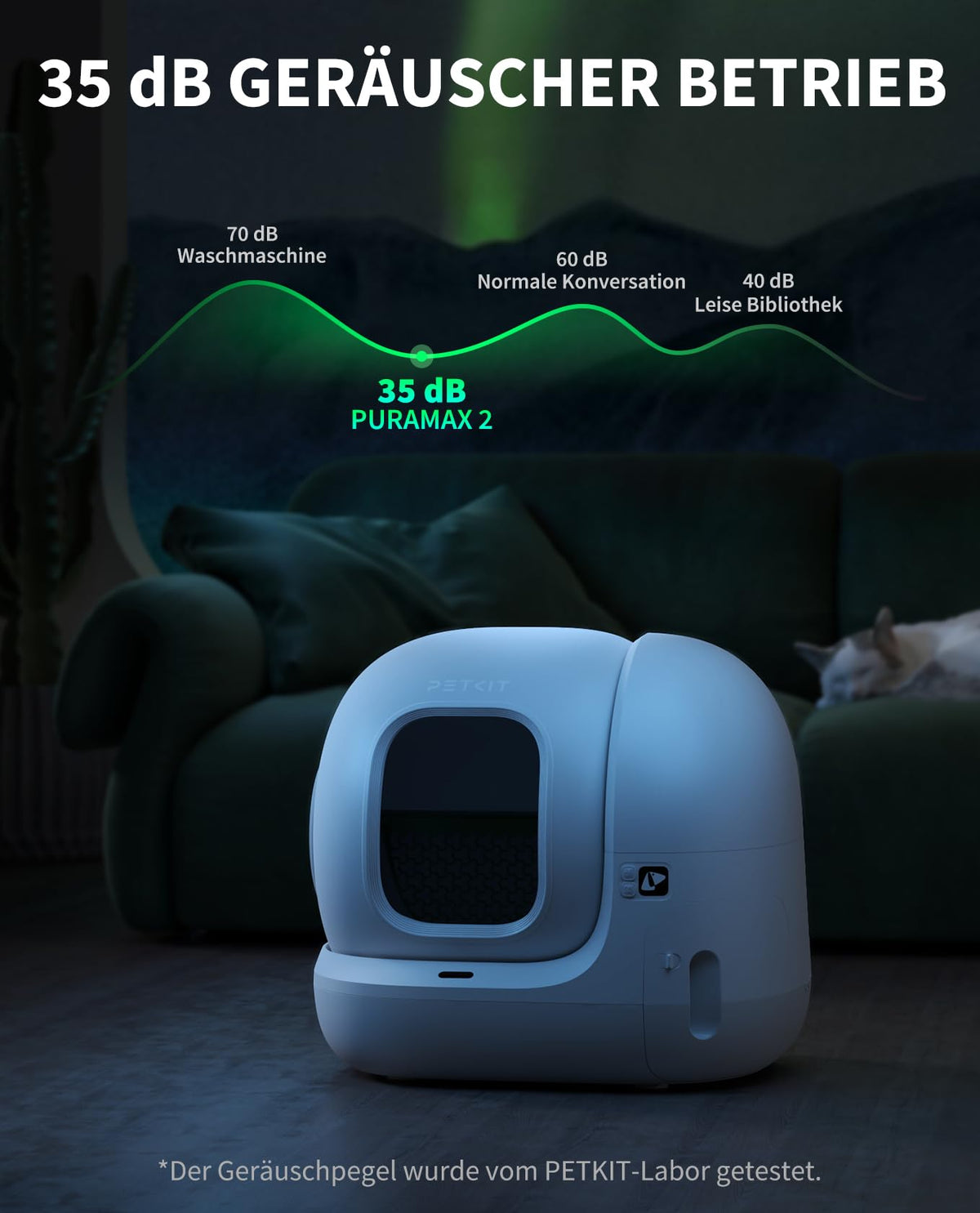 Pura Max 2 selbstreinigende Katzentoilette 76L xSecure Geruchsbeseitigung App Steuerung für mehrere Katzen