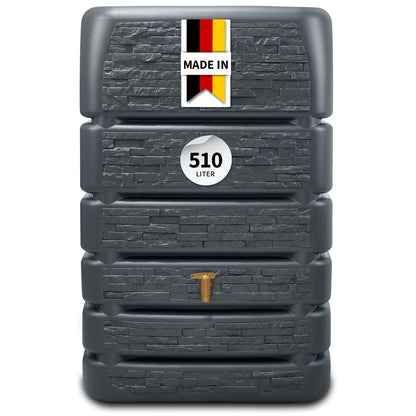 Slim Stone Decor Regentonne Mauertank 510 Liter Anthrazit Steinoptik für Außenbereich Gartenbewässerung
