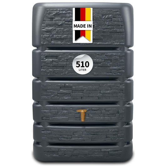 Slim Stone Decor Regentonne Mauertank 510 Liter Anthrazit Steinoptik für Außenbereich Gartenbewässerung