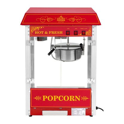 Leistungsstarke Popcornmaschine 1500 Watt 5 kg pro Stunde Retro Vintage Design Rot für Gewerbe