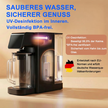 UV RO Tischwasserfilter 8 Stufen mit Heißwasserspender TDS Monitor ohne Installation für Büro Camping zu Hause