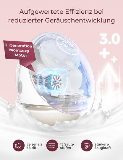 M9 Mobile Flow Elektro-Milchpumpe, handsfree, 2er-Pack rot, App-Steuerung, 15 Stufen, 24 mm Brusthaube, 150 ml