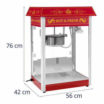 Leistungsstarke Popcornmaschine 1500 Watt 5 kg pro Stunde Retro Vintage Design Rot für Gewerbe