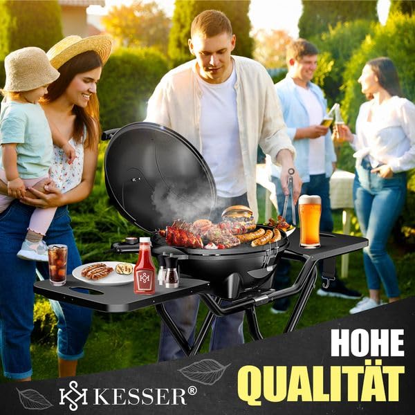 Elektrogrill 2in1 Tischgrill und Standgrill, 2400 W, Thermostat, Antihaftbeschichtung, für innen und außen