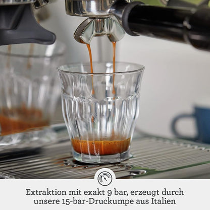 Barista Express Kaffeemaschine mit Mahlwerk und Milchaufschäumer, automatisches Mahlen, Milchschaum, schwarz