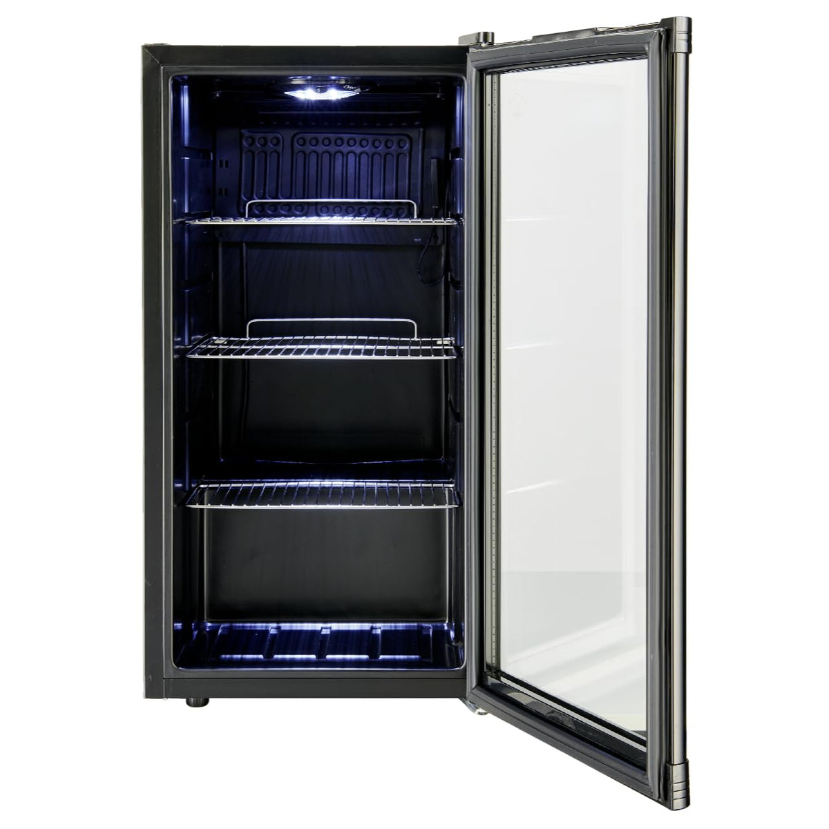Mini Kühlschrank GPC1088 88L 1.052kWh/24h 3 Edelstahlböden reversible Glastür 39dB LED Energieklasse D