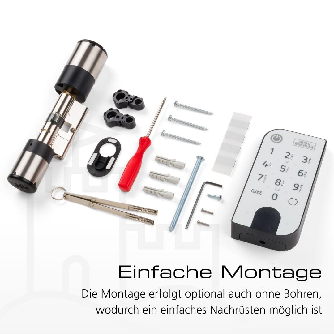 Elektronisches Türschloss ENTRYeasy 7602 FP Zylinder Keypad App Fingerprint Pincode Funkschlüssel Edelstahl