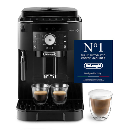 Magnifica S Kaffeevollautomat mit Milchaufschäumer, Espresso und Cappuccino, Bedienfeld, Schwarz ECAM11.112.B