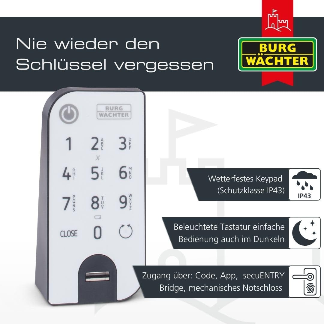 Elektronisches Türschloss ENTRYeasy 7602 FP Zylinder Keypad App Fingerprint Pincode Funkschlüssel Edelstahl