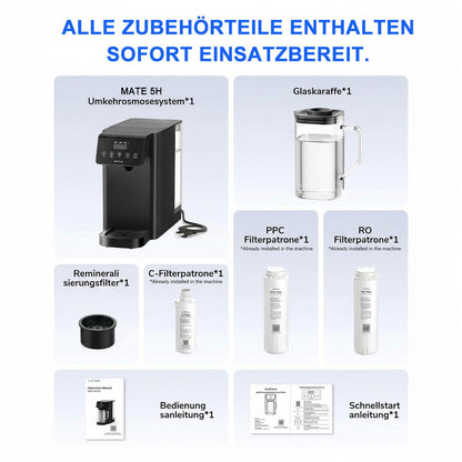 UV RO Tischwasserfilter 8 Stufen mit Heißwasserspender TDS Monitor ohne Installation für Büro Camping zu Hause