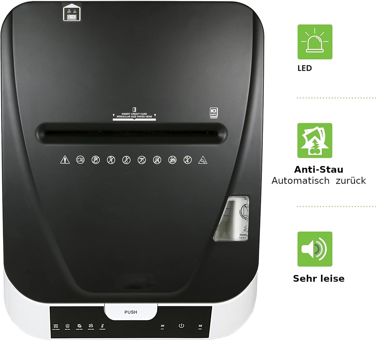 Autofeed P4 Aktenvernichter 180 Blatt Kreuzschnitt Autoabschaltung 58 dB 32 Liter Touchdisplay DSGVO konform