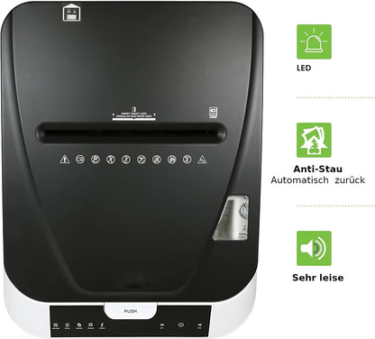 Autofeed P4 Aktenvernichter 180 Blatt Kreuzschnitt Autoabschaltung 58 dB 32 Liter Touchdisplay DSGVO konform
