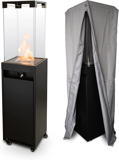 Faro Terrassenheizer Heizpilz Propangas schwarz 8kW tragbar freistehend mit Abdeckung für draußen 36x36x150cm
