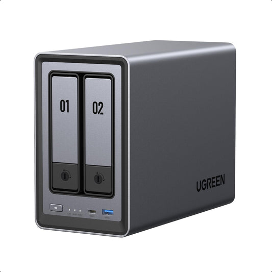 NASync DXP2800 2 Bay NAS ohne HDD, Intel N100, 2,5 GbE, 8 GB DDR5, 2x M.2 NVMe, 4K HDMI, Docker, VMs, AI