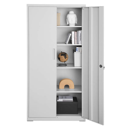 Aktenschrank mit Doppeltüren und Schloss mit 5 Ebenen und verstellbaren Ablagen 80 x 40 x 180 cm
