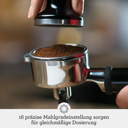 Barista Express Kaffeemaschine mit Mahlwerk und Milchaufschäumer, automatisches Mahlen, Milchschaum, schwarz