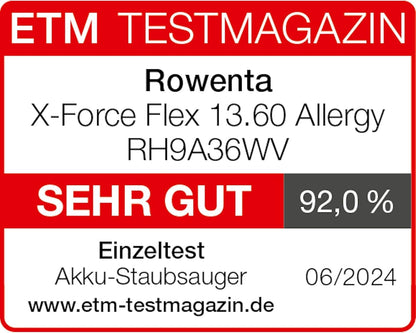 X-Force Flex 13.60 aspirateur sans fil anti allergique 150 Air W 60 min autonomie flexible RH9A36WV