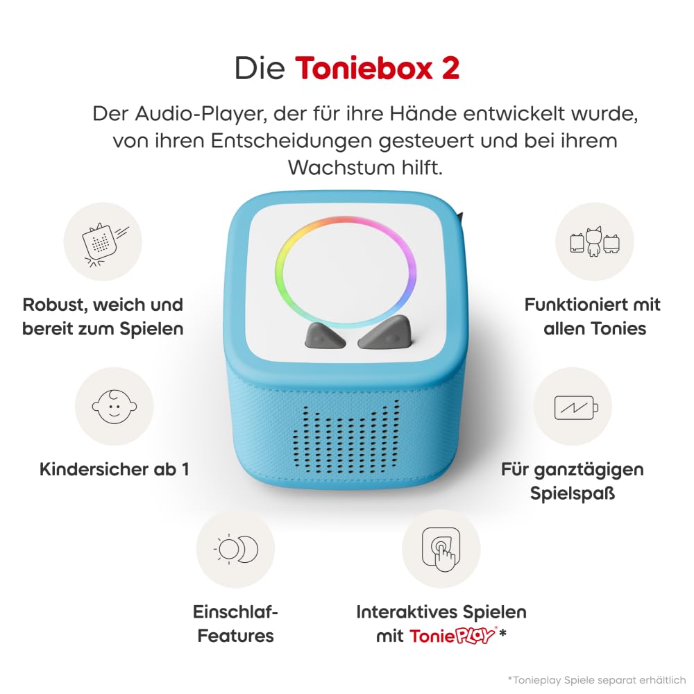 2 Bundle, Himmelblau, Audioplayer für Hörbücher, Lieder, Einschlafen und Tonieplay für Kinder