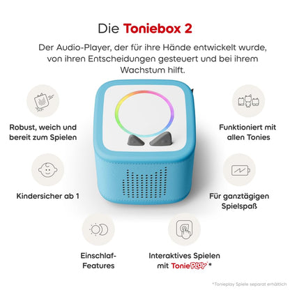 2 Bundle, Himmelblau, Audioplayer für Hörbücher, Lieder, Einschlafen und Tonieplay für Kinder