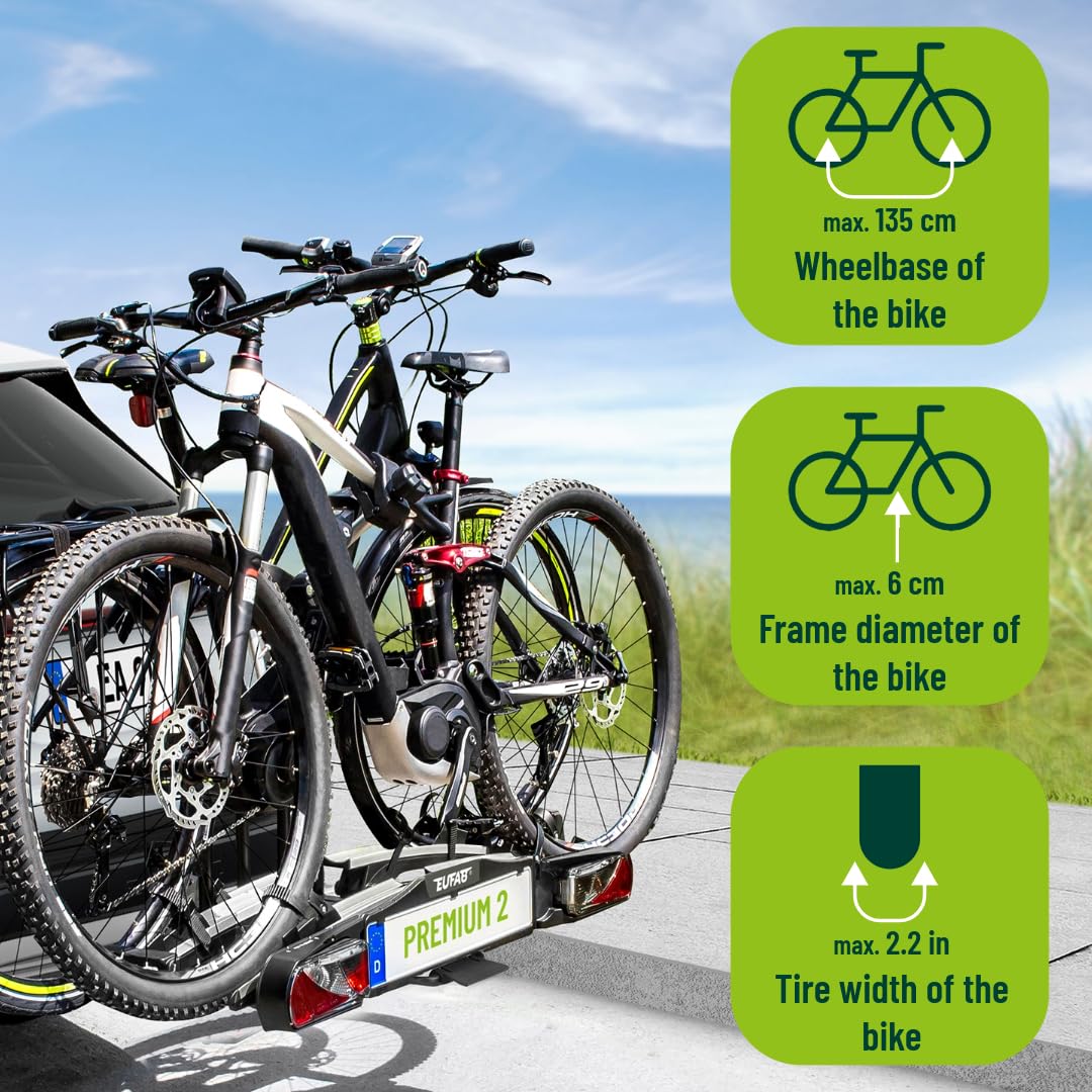 Fahrradträger 2er Premium 2 11521 E-Bike geeignet vormontiert Diebstahlschutz Anhängerkupplung Schwarz Silber