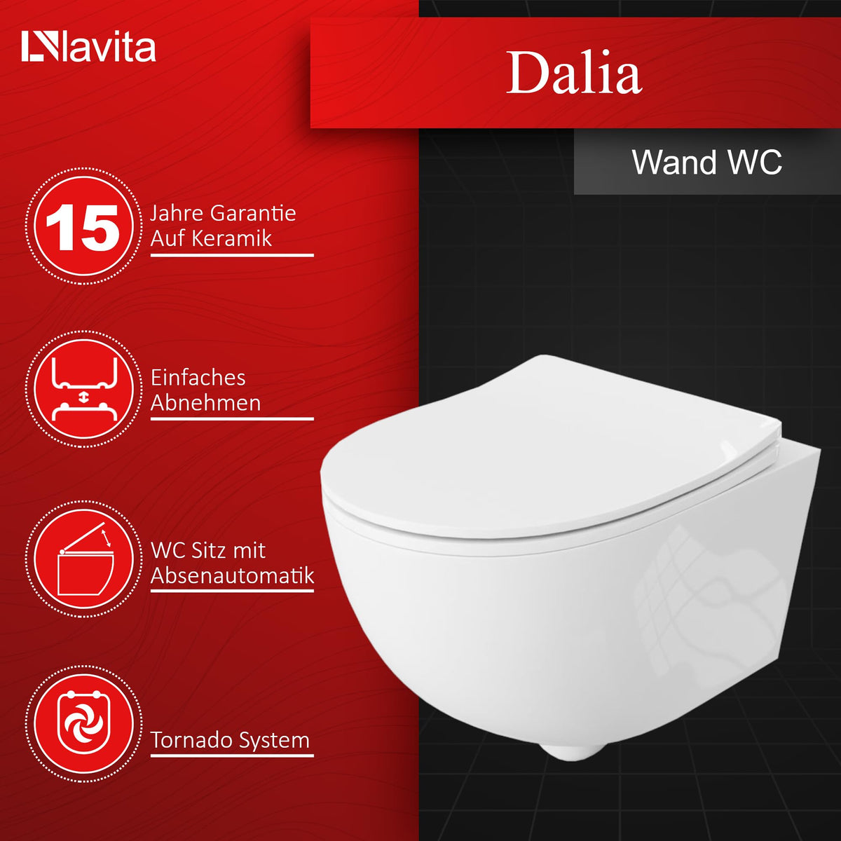 Duofix Basic Vorwand WC Dalia Weiß Spülrandlos Tornado Spülsystem Sitz Absenkautomatik Bedienplatte Delta 25