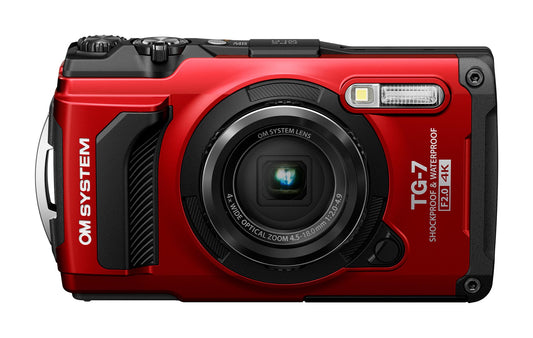 Tough TG7 Outdoor Kamera wasserdicht, stoßfest, F2.0 rot, 4K Video, 12MP, 4x Zoom, Makro, Bluetooth, WLAN