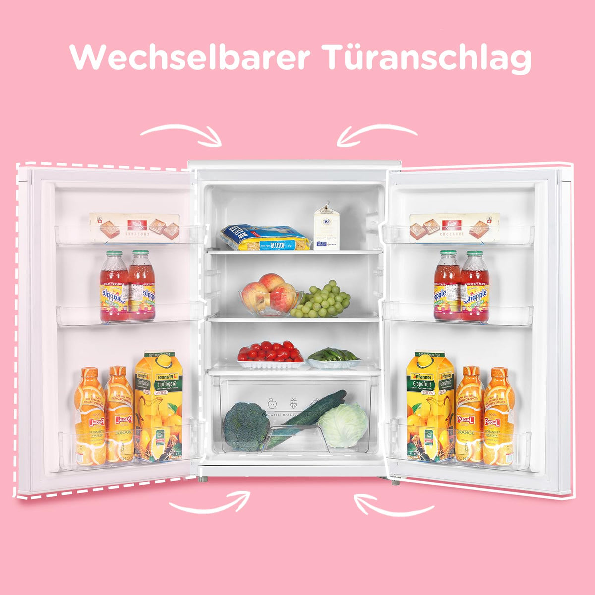 131L Kühlschrank ohne Gefrierfach, Inverterkompressor, 72kWh/Jahr, EEKD, 39dB, Obst/Gemüsefach, H84,5 B55,3 cm
