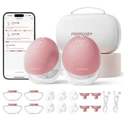 M9 Mobile Flow Elektro-Milchpumpe, handsfree, 2er-Pack rot, App-Steuerung, 15 Stufen, 24 mm Brusthaube, 150 ml