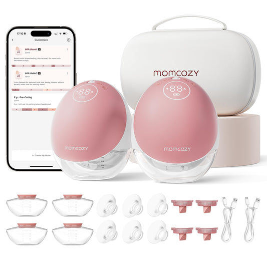 M9 Mobile Flow Elektro-Milchpumpe, handsfree, 2er-Pack rot, App-Steuerung, 15 Stufen, 24 mm Brusthaube, 150 ml