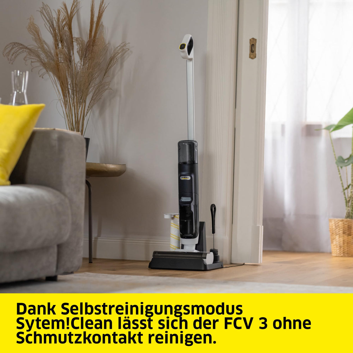 Saugwischer FCV 3 kabellos 3 Reinigungsmodi Akkulaufzeit ca. 30 min Flächenleistung ca. 130 m² pro Ladung Weiß