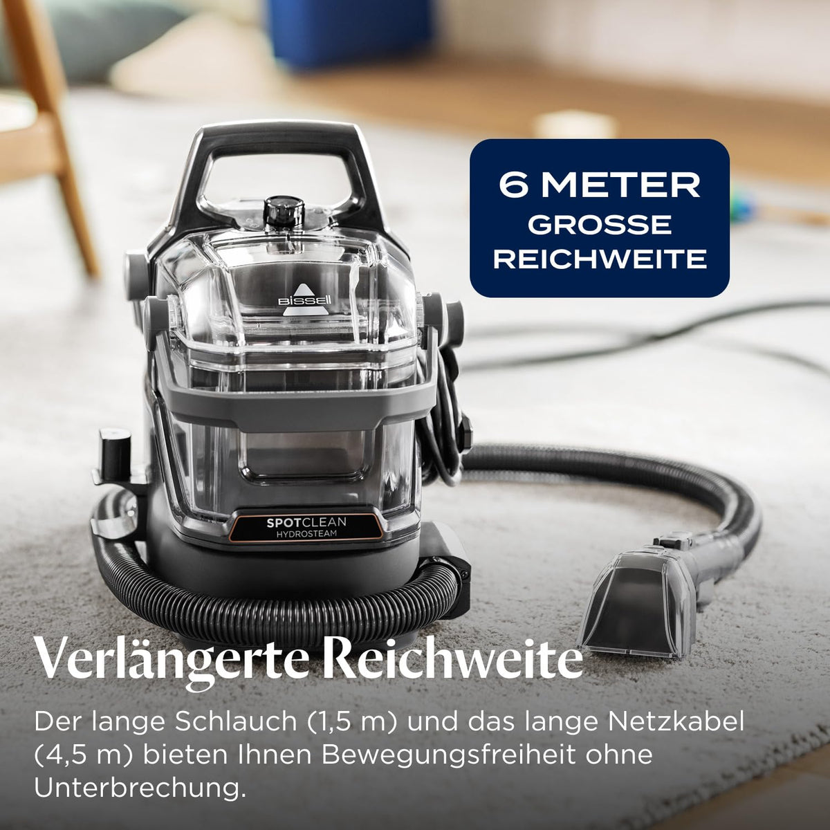 SpotClean HydroSteam Teppichreiniger und Dampfreiniger 1000W 3689N Nasssauger für Teppiche Polster Auto