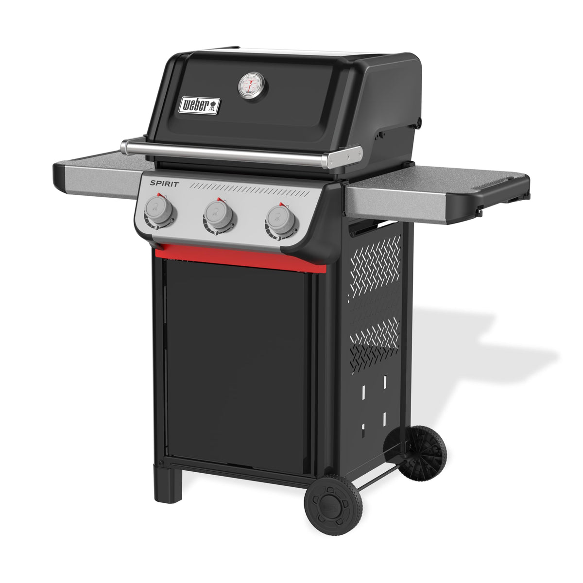 Spirit E310 Gasgrill 3 Brenner SnapJet Zündung Räder Warmhalterost 51x46cm Grillfläche Schwarz Silber