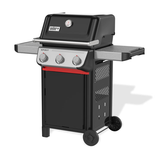 Spirit E310 Gasgrill 3 Brenner SnapJet Zündung Räder Warmhalterost 51x46cm Grillfläche Schwarz Silber
