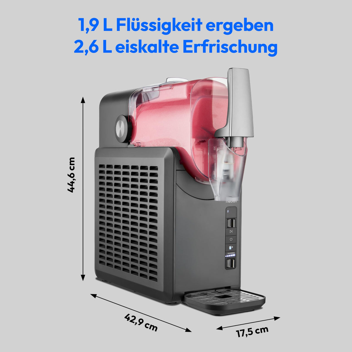 Slush Maschine mit Kompressor 2,6L Slush Eis 1,9L Fassung 5 Modi 30 bis 60 Min Slush Ice Maker MD12090