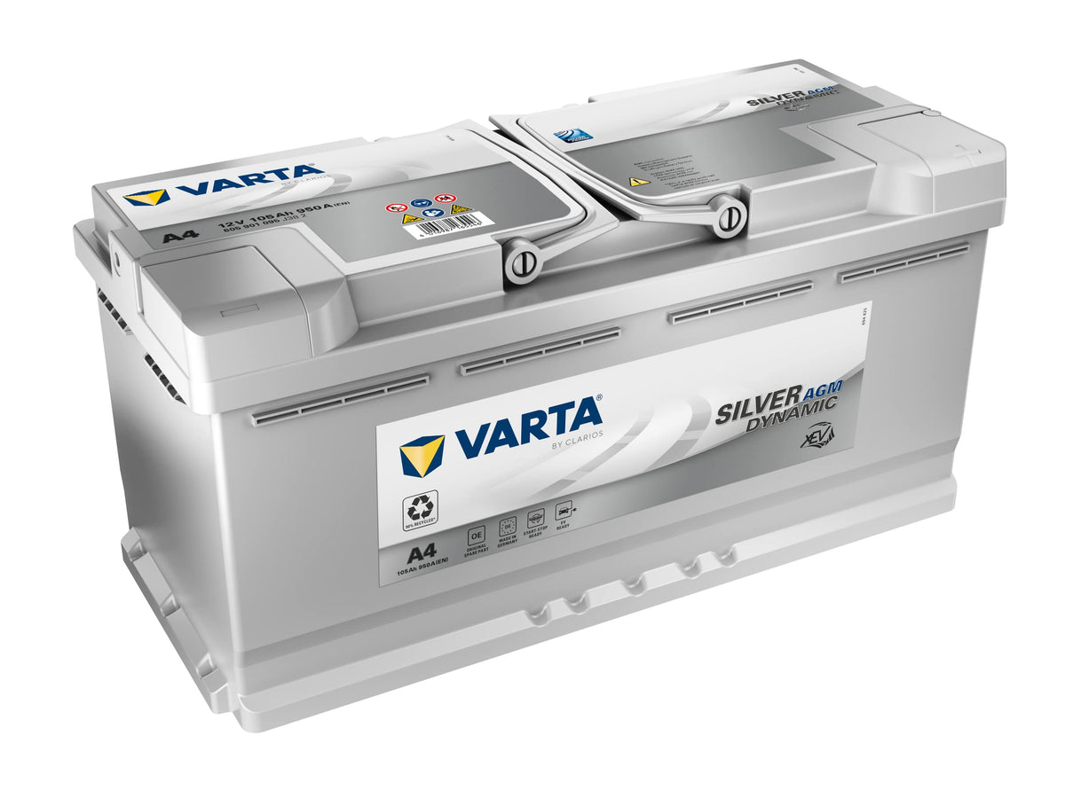 Silver Dynamic AGM Batterie A4 Start Stop xEV 12V 105Ah 950A Starterbatterie für Autos mit hohem Energiebedarf