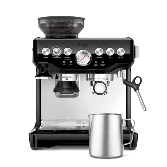 Barista Express Kaffeemaschine mit Mahlwerk und Milchaufschäumer, automatisches Mahlen, Milchschaum, schwarz