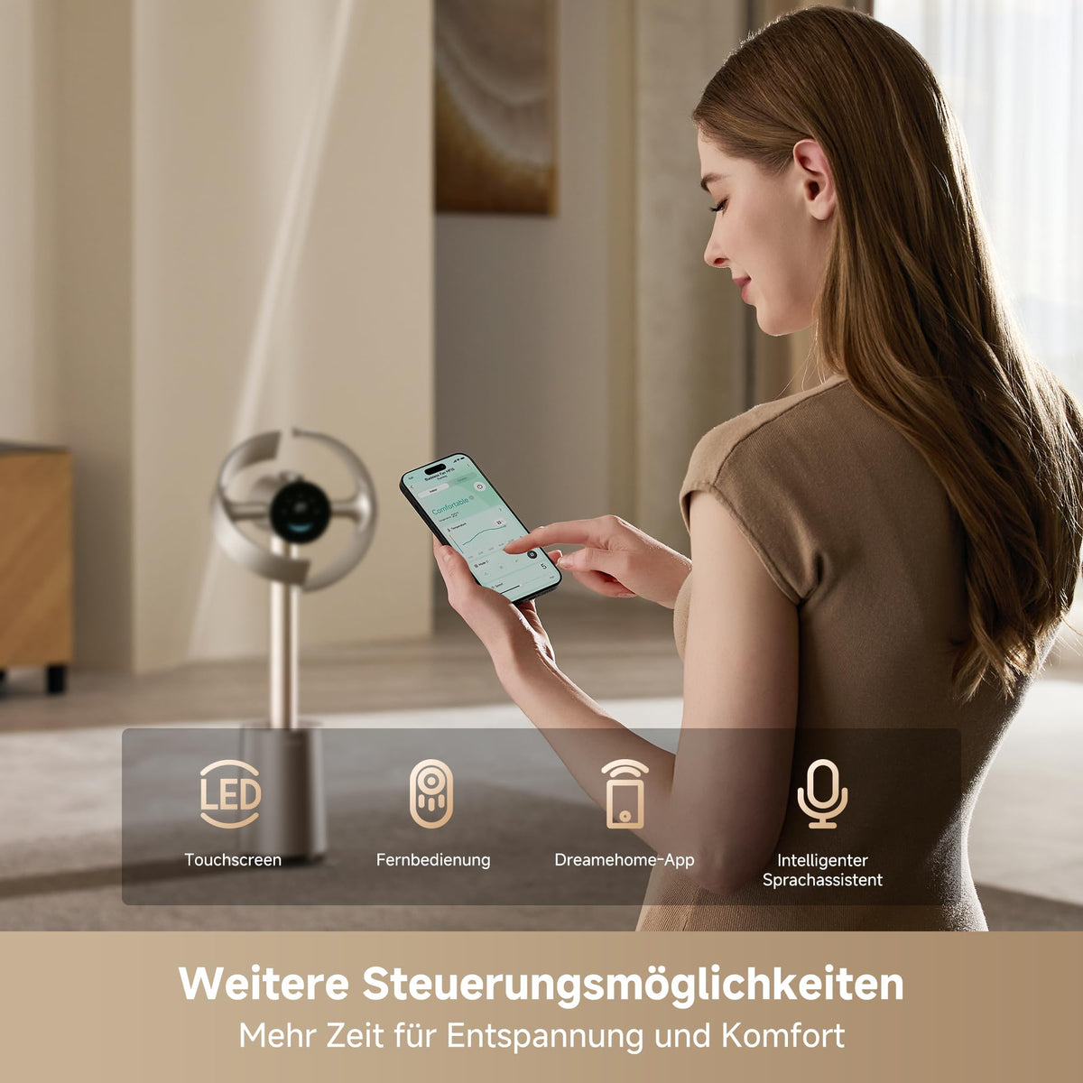 MF10 Rotorloser Ventilator 270° Luftzirkulation 16x AirBoost temperaturadaptiver Luftstrom App Sprachsteuerung