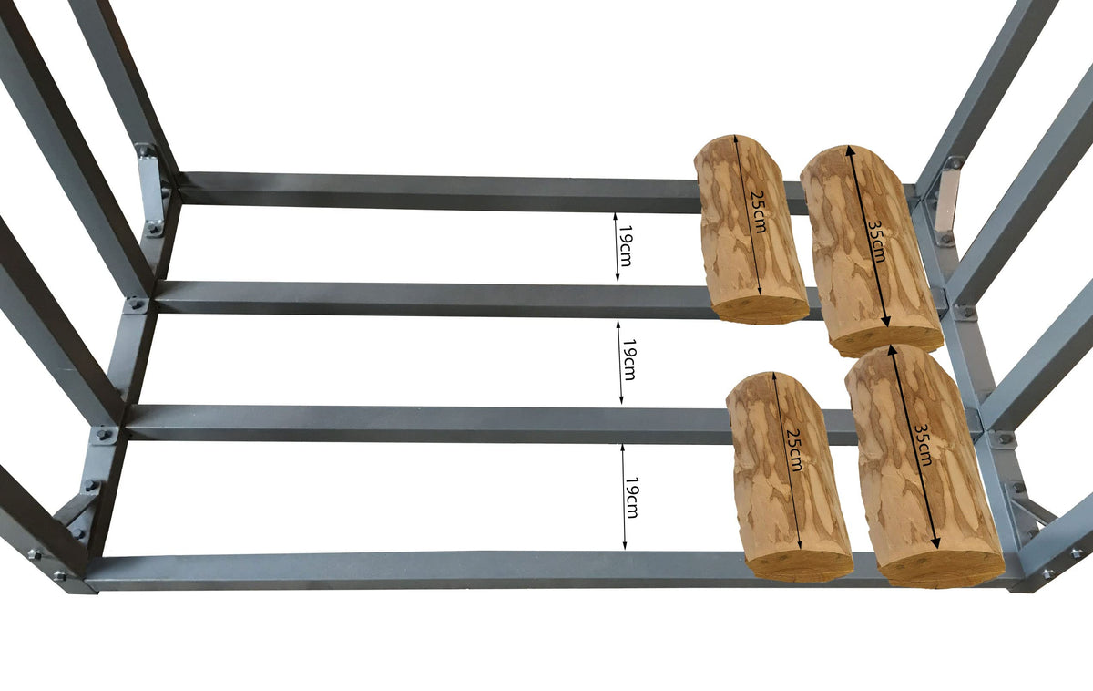 Metall Kaminholzregal außen 185x70x185 cm Pro 40 mm Stahlprofil Anthrazit wetterfest XXL 2,3 m³ Stapelhilfe