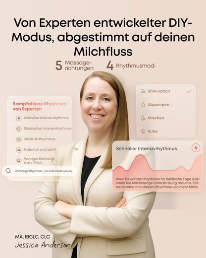 Tragbare elektrische Milchpumpe S2 Pro kabelloses Ladecase Wärmemassage HeatFlow VibraPump freihändig