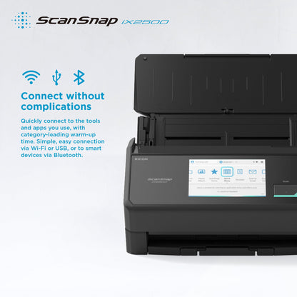 iX2500 Dokumentenscanner, Duplex, 45 S./Min., 100 Blatt ADF, 600 DPI, 5 Zoll Touchscreen, WLAN/Bluetooth/USB