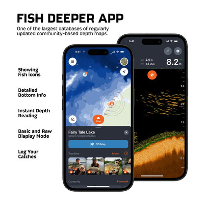 Smart Sonar Pro+ 2 Fischfinder Echolot mit Tiefenmesser, GPS-Sender für Kajak, Boot oder Eisangeln, inkl. App