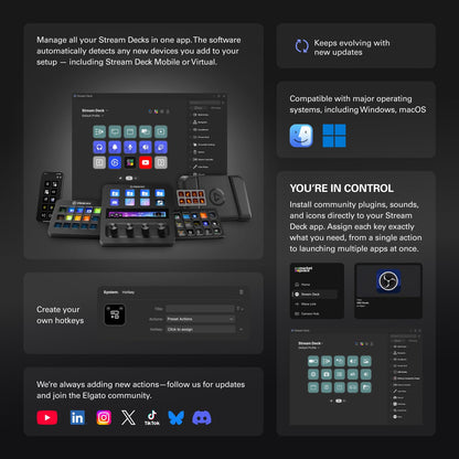 Stream Deck XL, Studio Controller, 32 Tasten, unbegrenzte Aktionen, Integrationen, visuelles Feedback, Mac/PC
