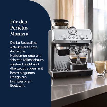 Siebträgermaschine La Specialista Arte EC9155.MB 8 Mahlgrade 15 Bar 3 Temperaturen Milchschaumdüse Barista Kit