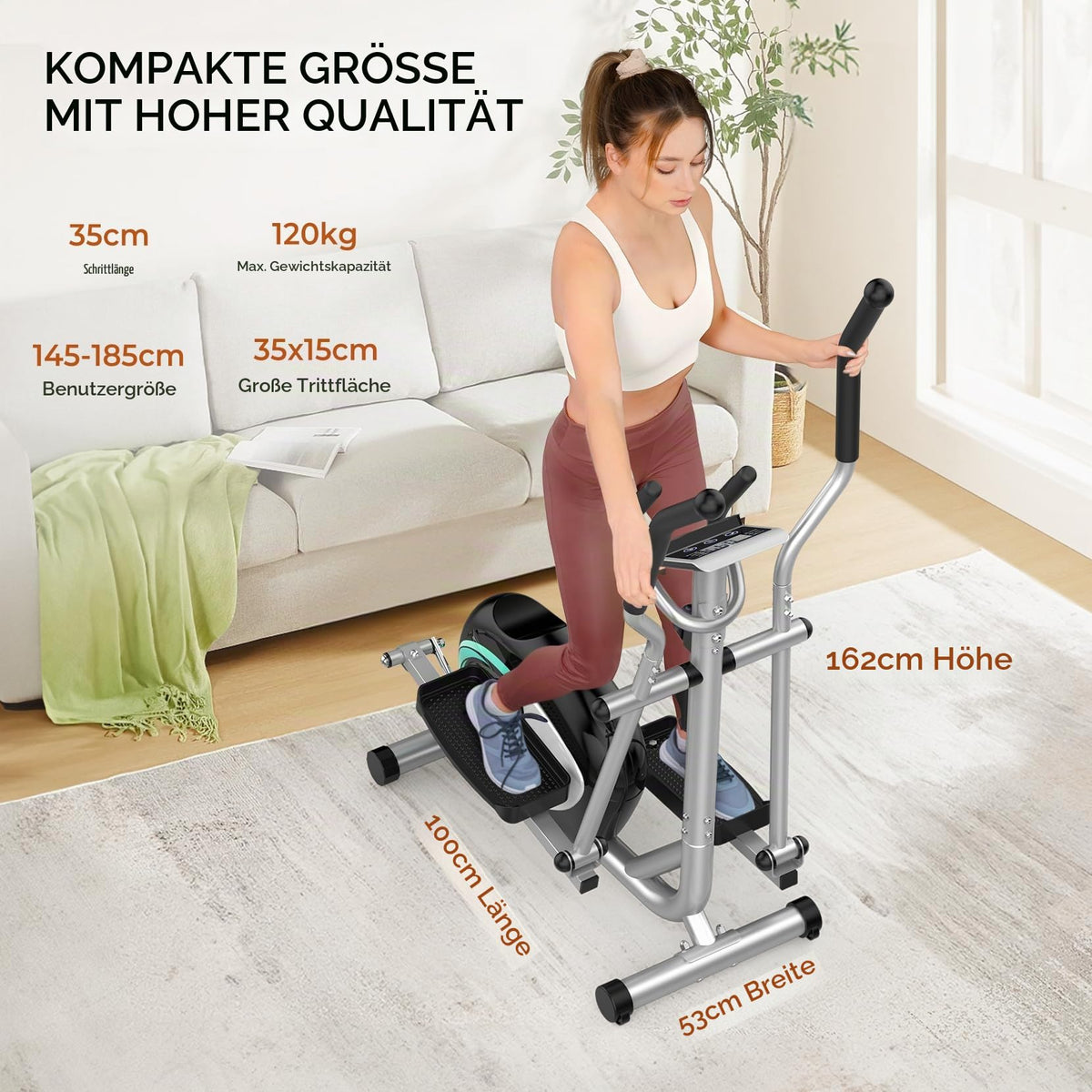 Leiser magnetischer Crosstrainer für Zuhause mit 16 Widerstandsstufen 6kg Schwungrad LCD Pulsmessung