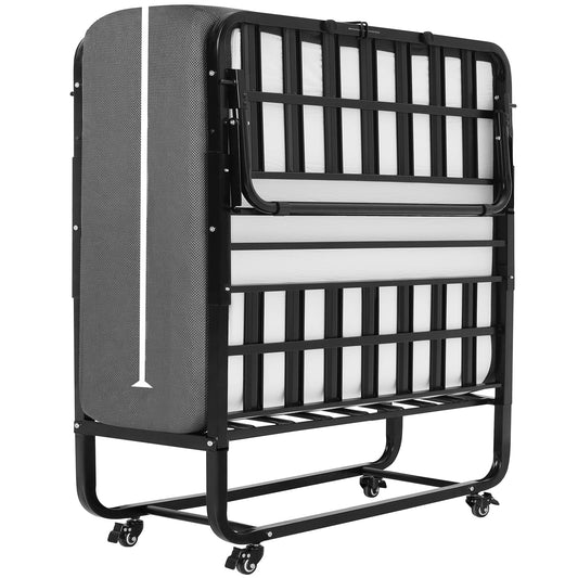 Klappbett 90x200cm Erwachsene mit 13cm Memoryschaum Matratze klappbar Metallrahmen mit Rollen 200kg belastbar
