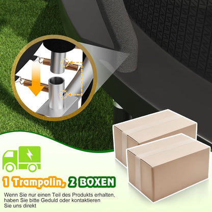 Kindertrampolin Gartentrampolin Ø 228/305/366/427/488 cm GS Zertifikat Sicherheitsnetz rund Leiter Schuhbeutel