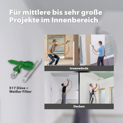 Airless Sprühsystem Control Pro 350 R Wandfarbe Latex Lack Lasur 15m² in 2min 110bar Druckregler Schlauch 15m
