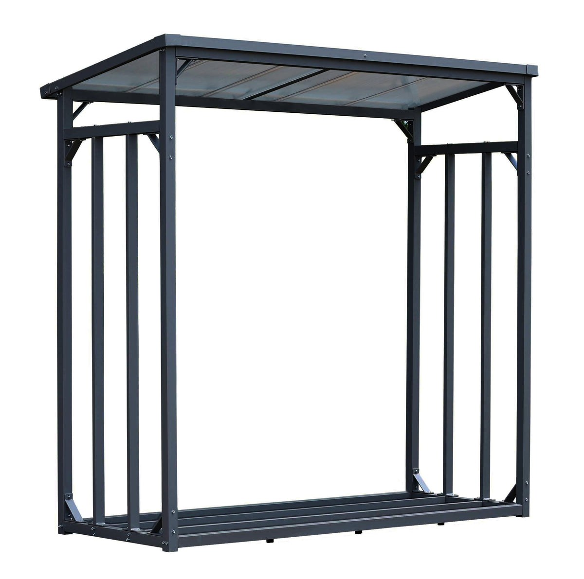 Metall Kaminholzregal außen 185x70x185 cm Pro 40 mm Stahlprofil Anthrazit wetterfest XXL 2,3 m³ Stapelhilfe